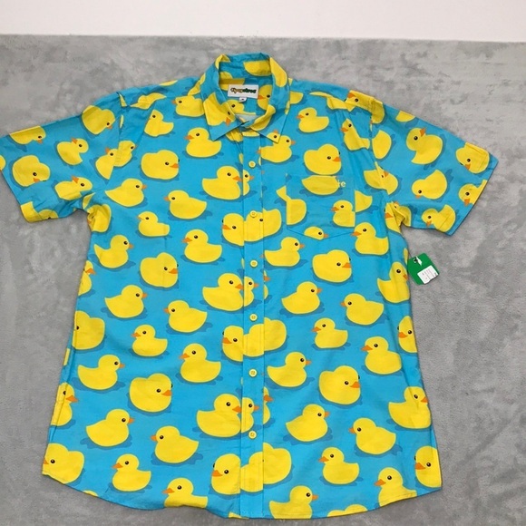 Tipsy Elves Rubber Ducky Men's Button Down Shirt Size XL New - Picture 1 of 8